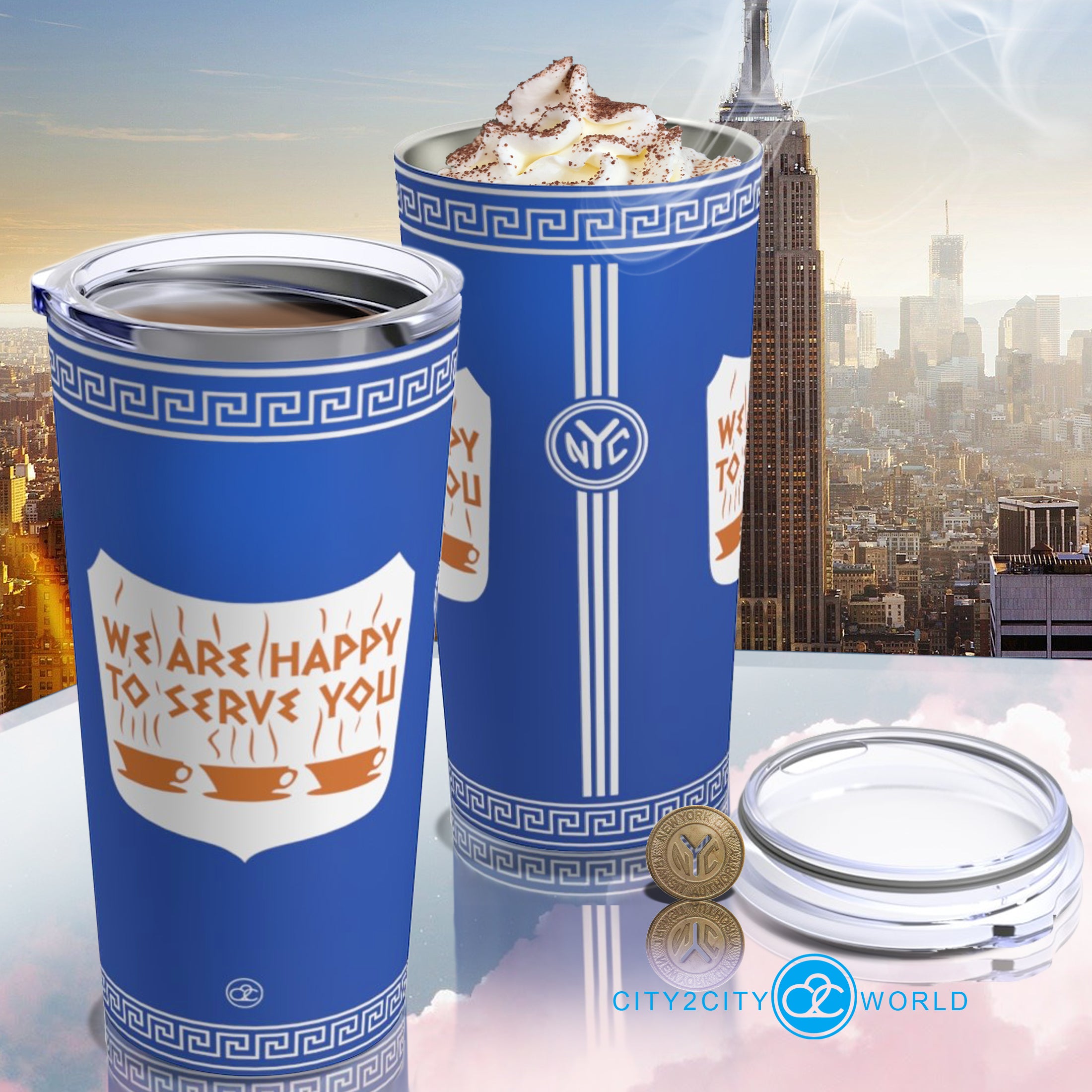 Nostalgic 20oz New York City Tumbler | NYC Tumbler | 20oz NYC Coffee Tumbler