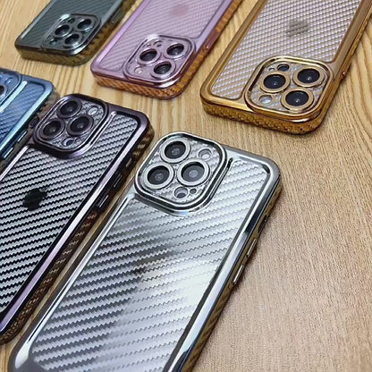 Luxury Transparent Silicone Carbon Fiber Texture Case For iPhone 7 To 11ProMax