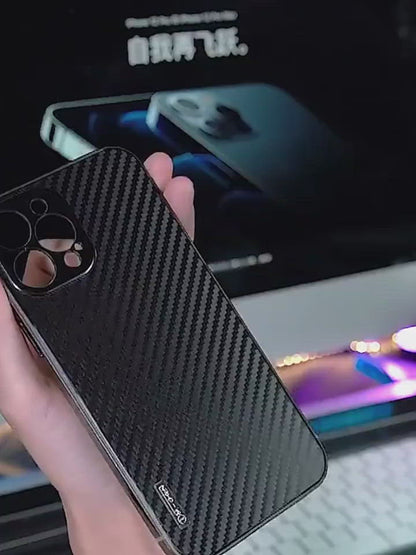 Carbon Fibre Metal Phone Case For iPhone Models