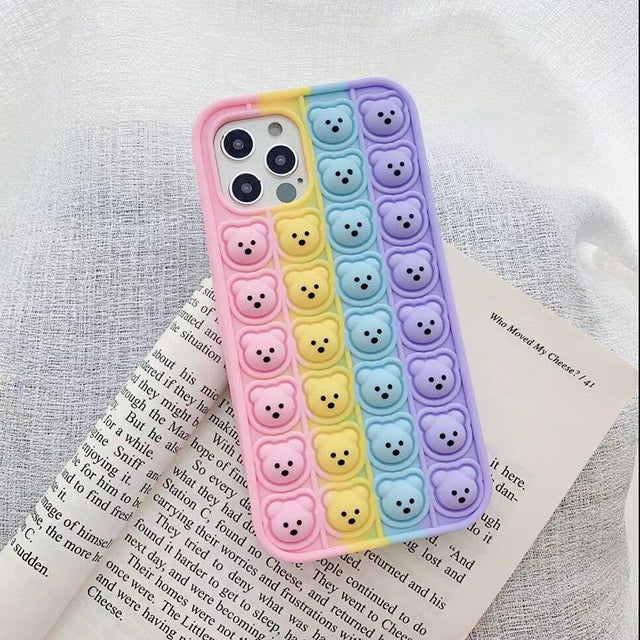 iPhone Fidget Toy Push  Bubble Stress Relief Case | Rainbow Silicone Fidget Case | iPhone 6 +++
