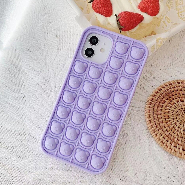 iPhone Fidget Toy Push  Bubble Stress Relief Case | Rainbow Silicone Fidget Case | iPhone 11 +++
