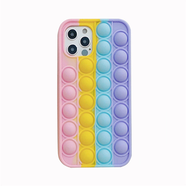 iPhone Fidget Toy Push  Bubble Stress Relief Case | Rainbow Silicone Fidget Case | iPhone 11 +++