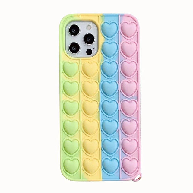 iPhone Fidget Toy Push  Bubble Stress Relief Case | Rainbow Silicone Fidget Case | iPhone 11 +++