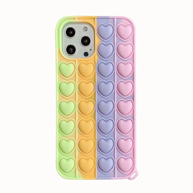 iPhone Fidget Toy Push  Bubble Stress Relief Case | Rainbow Silicone Fidget Case | iPhone 11 +++