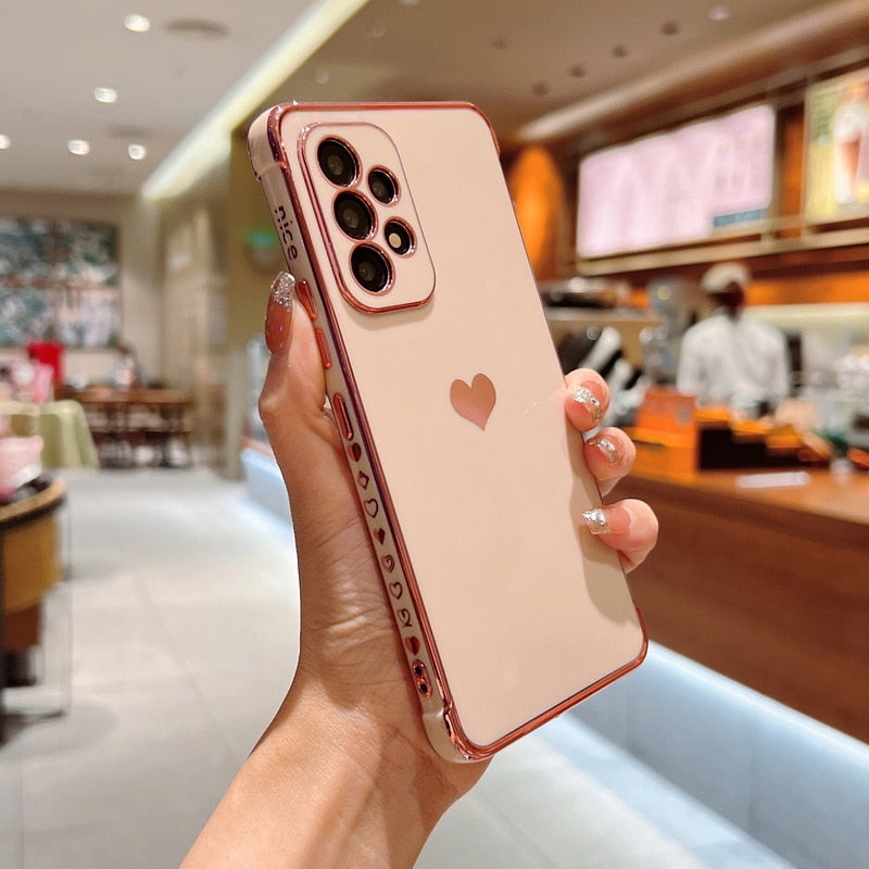 Soft TPU Electroplated Love ❤️ Heart Phone Case For Samsung Models