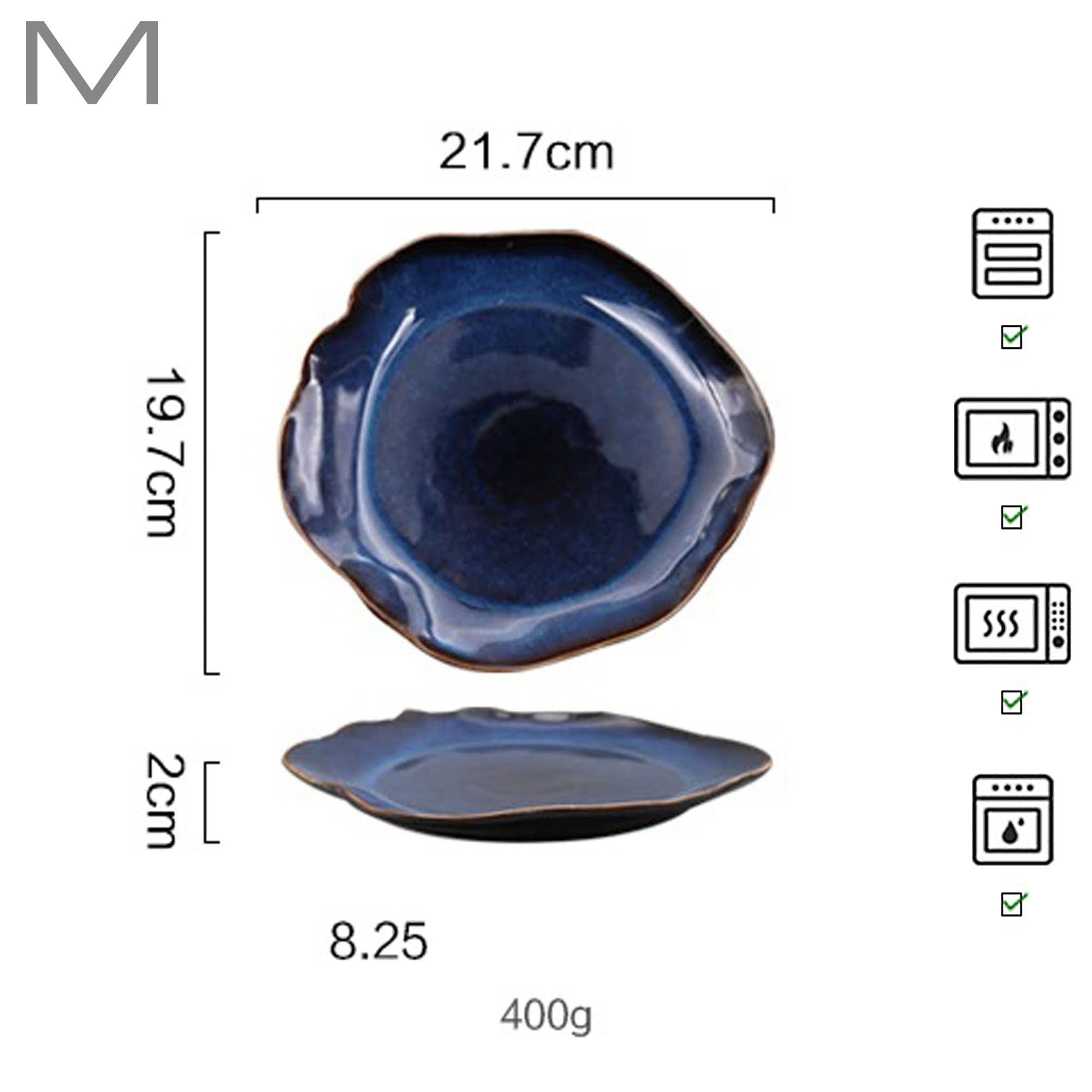 Artfully Shaped Plates & Saucers | Single Piece Blue Colored Ceramic Plates - City2CityWorld