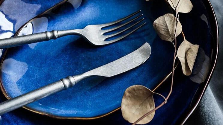 Artfully Shaped Plates & Saucers | Single Piece Blue Colored Ceramic Plates - City2CityWorld