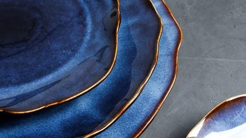 Artfully Shaped Plates & Saucers | Single Piece Blue Colored Ceramic Plates - City2CityWorld