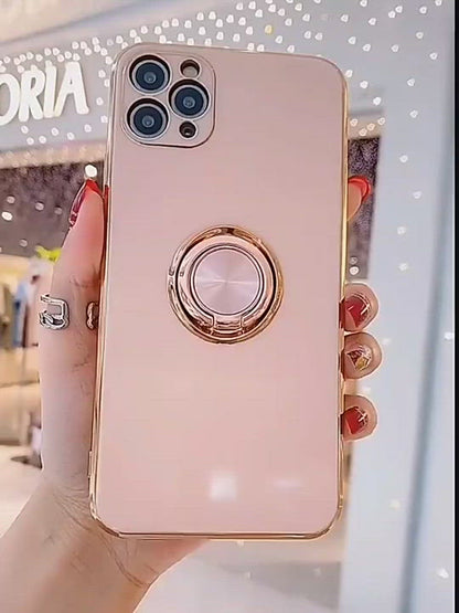 Luxury Electroplated Case With Finger Ring Holder For Samsung Phones