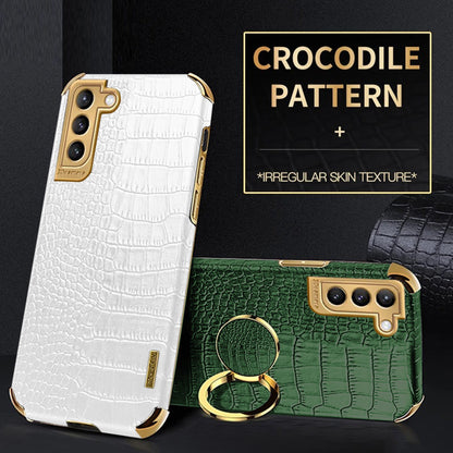 Gold Electroplated Crocodile Pattern Case With Ring Stand For Samsung | Galaxy S20 +++ - City2CityWorld