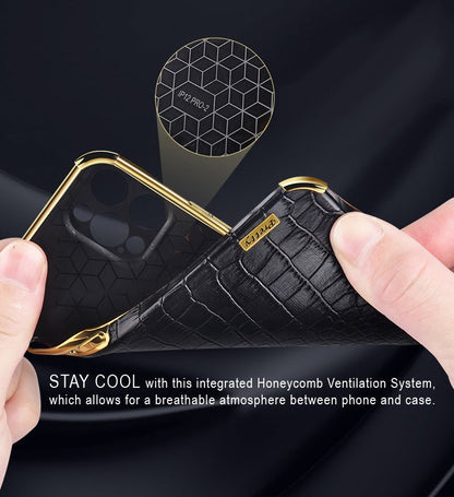 Gold Electroplated Crocodile Pattern Case With Ring Stand For Samsung | Galaxy S20 +++ - City2CityWorld