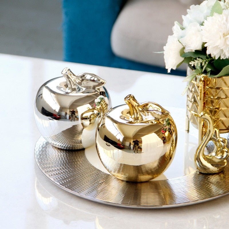 Gold & Silver Plated Ceramic Apples | Nordic Style Home Figurine Ornaments - City2CityWorld