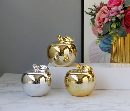 Gold & Silver Plated Ceramic Apples | Nordic Style Home Figurine Ornaments - City2CityWorld