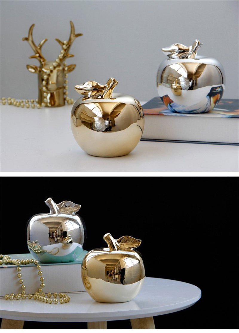 Gold & Silver Plated Ceramic Apples | Nordic Style Home Figurine Ornaments - City2CityWorld