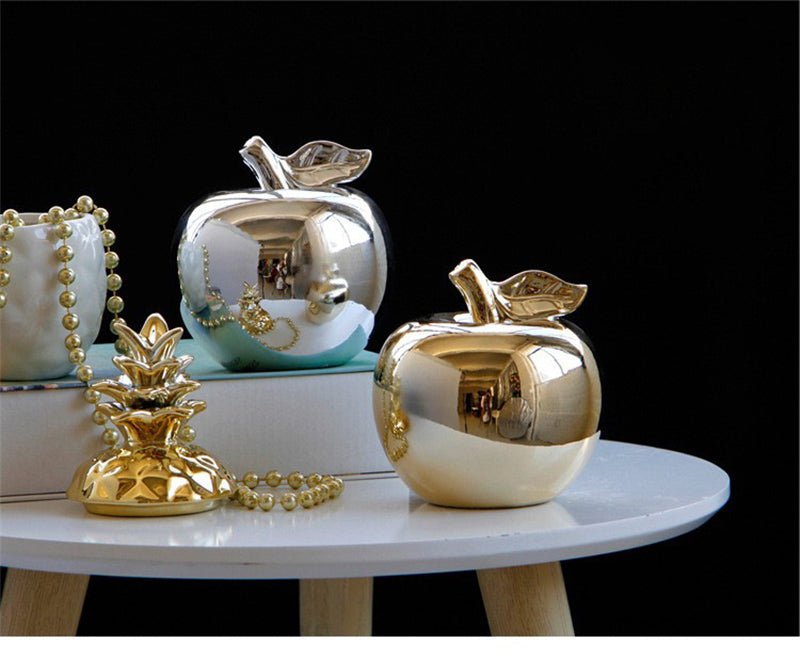 Gold & Silver Plated Ceramic Apples | Nordic Style Home Figurine Ornaments - City2CityWorld