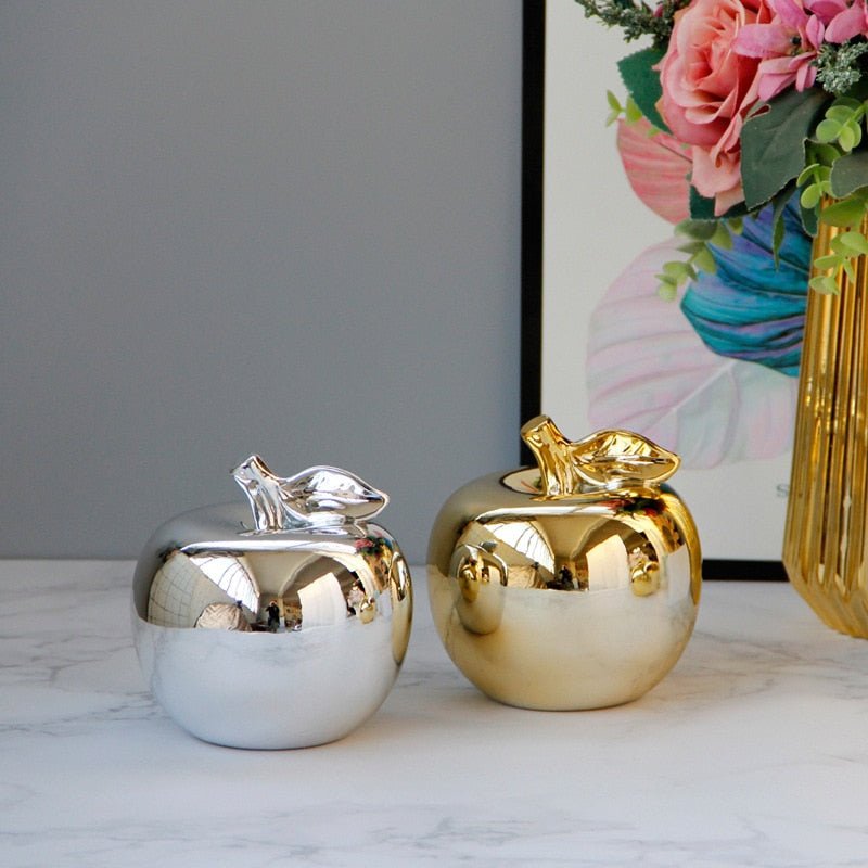 Gold & Silver Plated Ceramic Apples | Nordic Style Home Figurine Ornaments - City2CityWorld