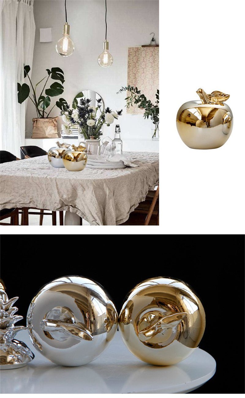 Gold & Silver Plated Ceramic Apples | Nordic Style Home Figurine Ornaments - City2CityWorld