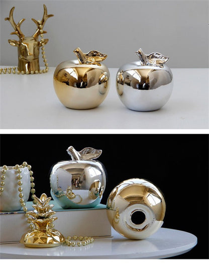 Gold & Silver Plated Ceramic Apples | Nordic Style Home Figurine Ornaments - City2CityWorld