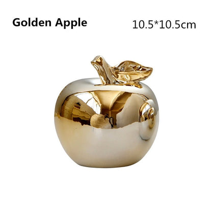 Gold & Silver Plated Ceramic Apples | Nordic Style Home Figurine Ornaments - City2CityWorld