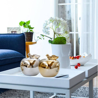 Gold & Silver Plated Ceramic Apples | Nordic Style Home Figurine Ornaments - City2CityWorld