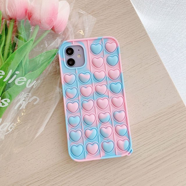 iPhone Fidget Toy Push Bubble Stress Relief Case | Rainbow Silicone Fidget Case | iPhone 11 +++ - City2CityWorld