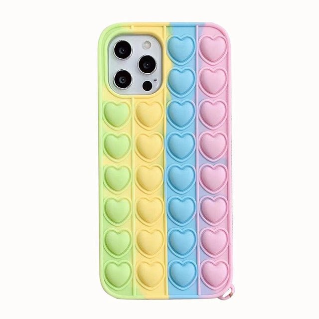 iPhone Fidget Toy Push Bubble Stress Relief Case | Rainbow Silicone Fidget Case | iPhone 11 +++ - City2CityWorld