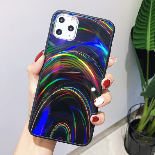 Luxury Laser Light Holographic Phone Case | iPhone Holographic Prism Laser Case | Epic 3D Rainbow Phone Case For All iPhones | Soft Rainbow Aurora Cover | iPhone 7 - iPhone SE 2020 - City2CityWorld