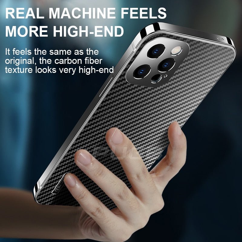 Luxury Titanium Metal Bumper Carbon Fiber Case For iPhone | Shockproof Lens Protection Cover - City2CityWorld