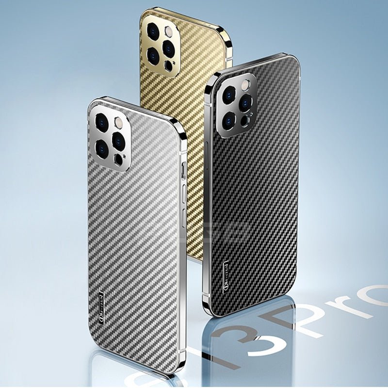 Luxury Titanium Metal Bumper Carbon Fiber Case For iPhone | Shockproof Lens Protection Cover - City2CityWorld