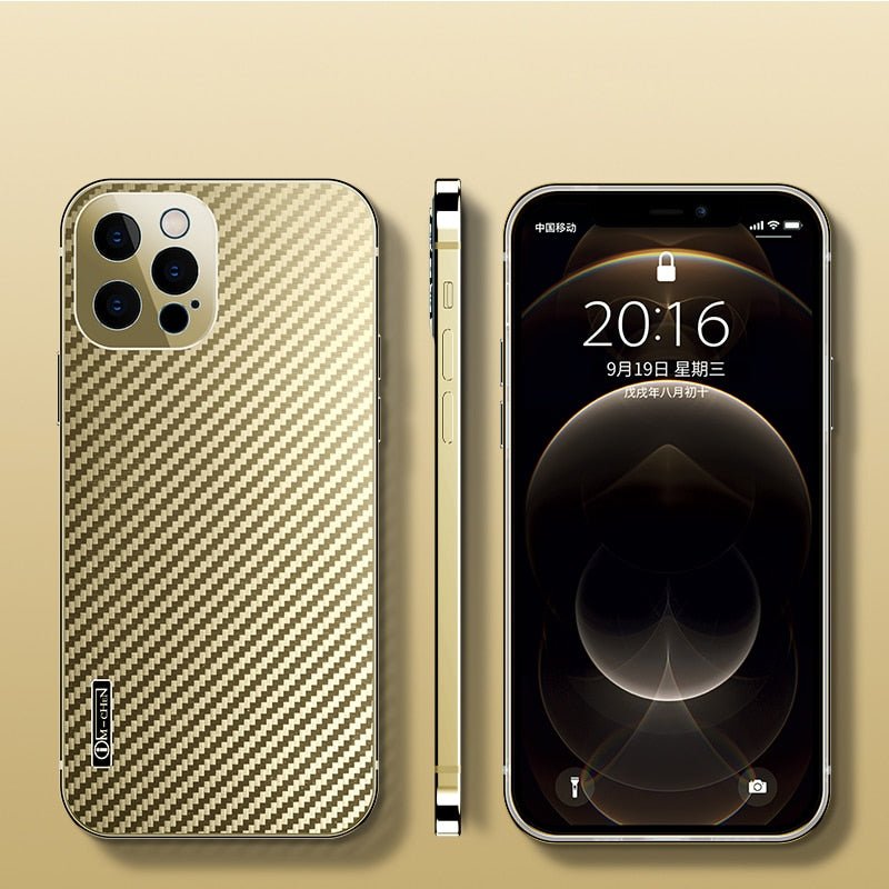 Luxury Titanium Metal Bumper Carbon Fiber Case For iPhone | Shockproof Lens Protection Cover - City2CityWorld