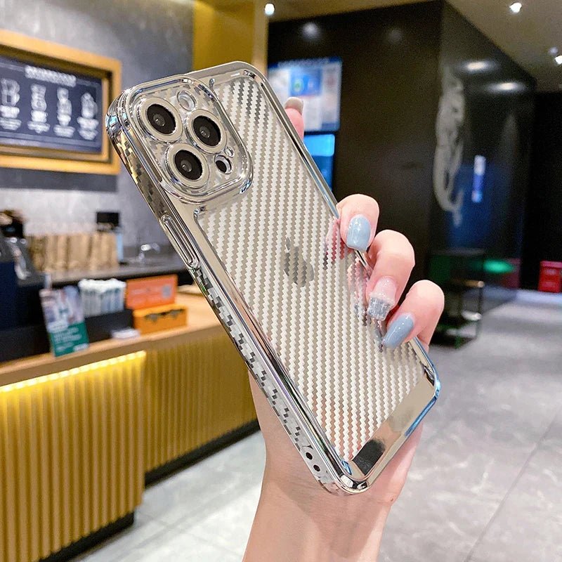 Luxury Transparent Silicone Carbon Fiber Texture Case For iPhone 12 To 14ProMax - City2CityWorld