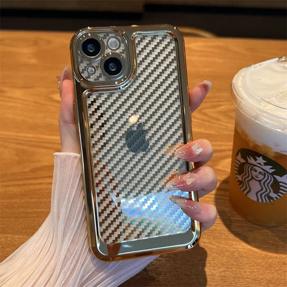 Luxury Transparent Silicone Carbon Fiber Texture Case For iPhone 12 To 14ProMax - City2CityWorld