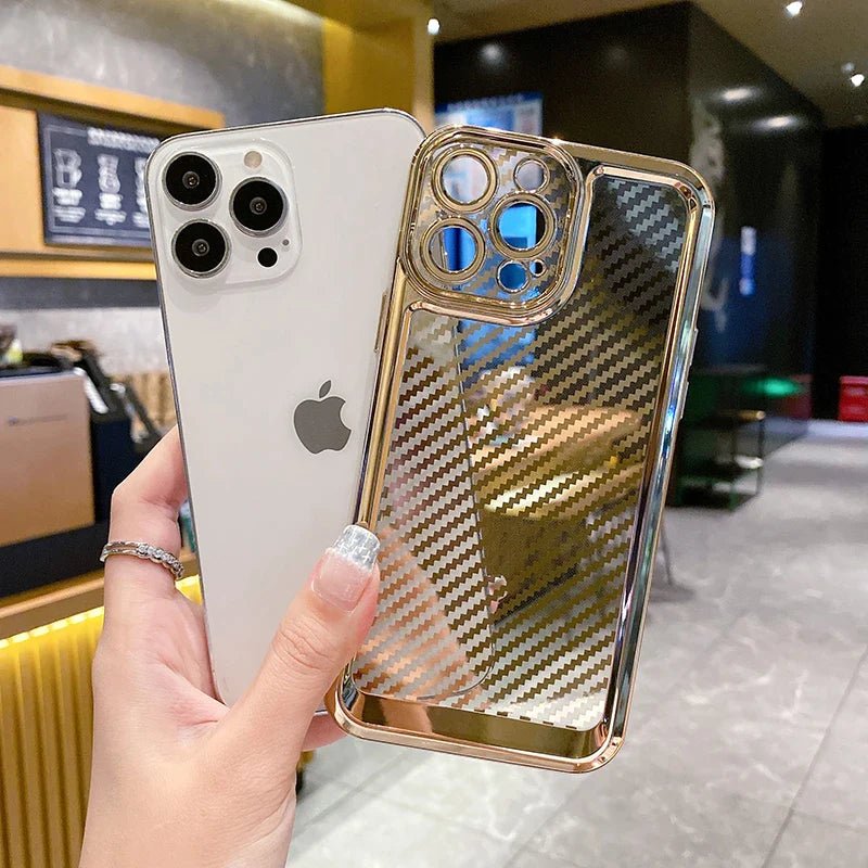 Luxury Transparent Silicone Carbon Fiber Texture Case For iPhone 12 To 14ProMax - City2CityWorld