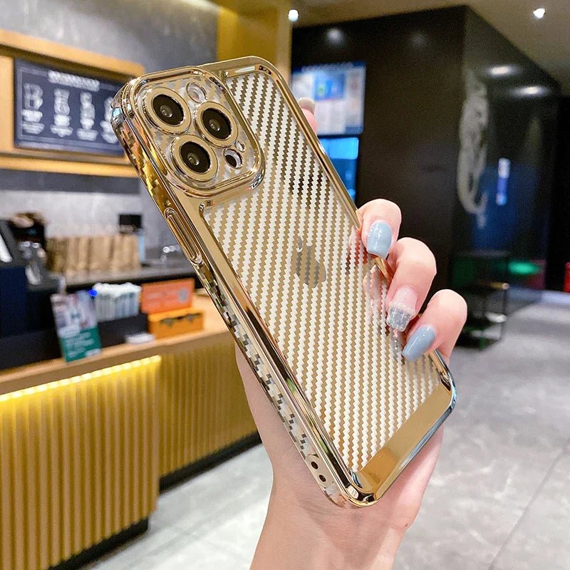 Luxury Transparent Silicone Carbon Fiber Texture Case For iPhone 12 To 14ProMax - City2CityWorld