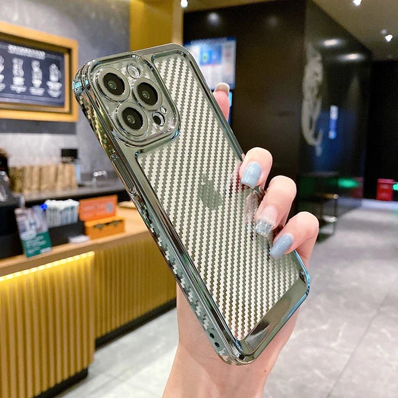 Luxury Transparent Silicone Carbon Fiber Texture Case For iPhone 12 To 14ProMax - City2CityWorld