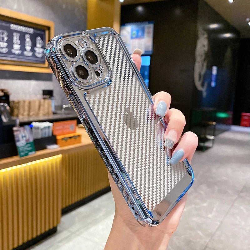 Luxury Transparent Silicone Carbon Fiber Texture Case For iPhone 12 To 14ProMax - City2CityWorld