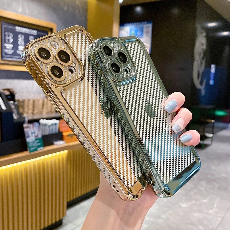 Luxury Transparent Silicone Carbon Fiber Texture Case For iPhone 12 To 14ProMax - City2CityWorld