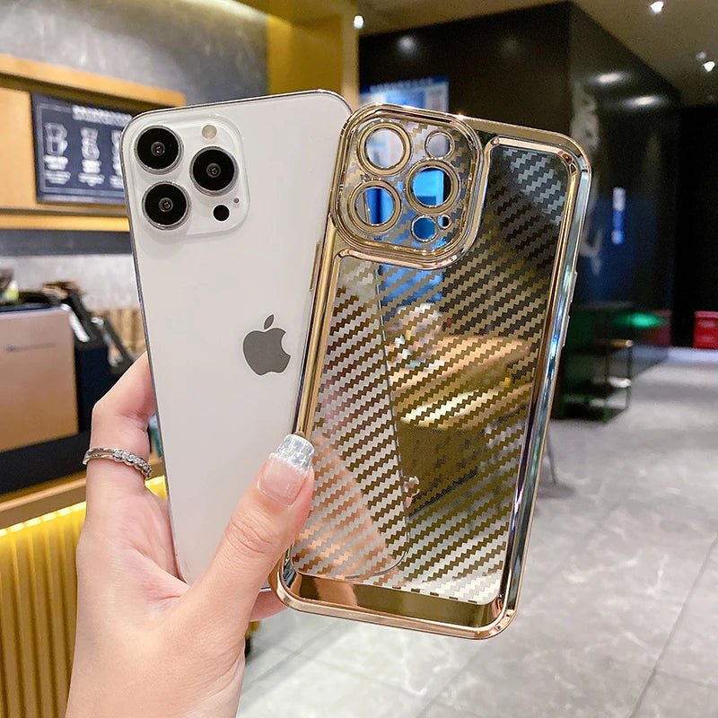 Luxury Transparent Silicone Carbon Fiber Texture Case For iPhone 7 To 11ProMax - City2CityWorld