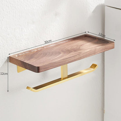 Metal & Wood Toilet Paper Holder | Wall-Mounted Toilet Paper Holder / Shelf - City2CityWorld