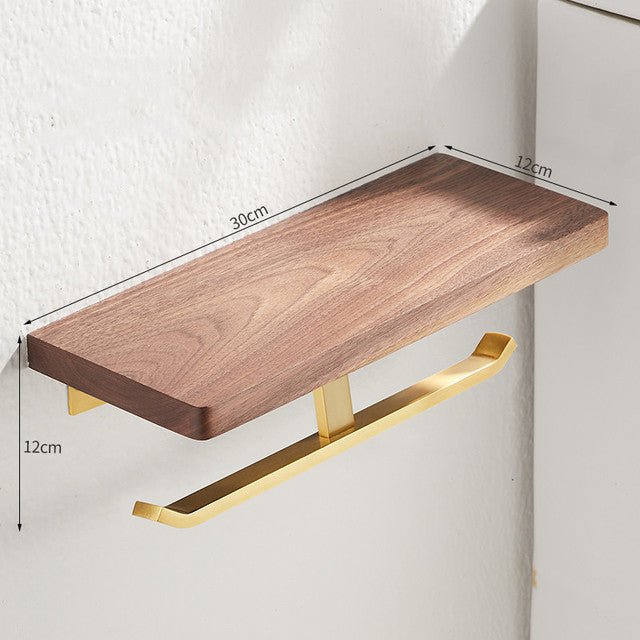 Metal & Wood Toilet Paper Holder | Wall-Mounted Toilet Paper Holder / Shelf - City2CityWorld