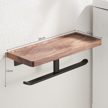 Metal & Wood Toilet Paper Holder | Wall-Mounted Toilet Paper Holder / Shelf - City2CityWorld