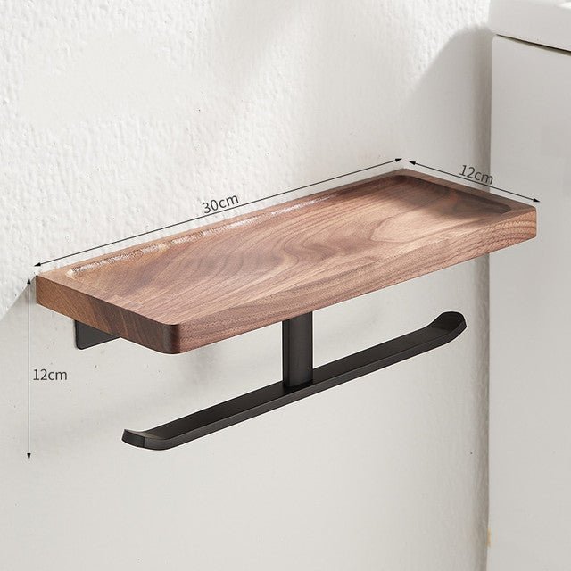 Metal & Wood Toilet Paper Holder | Wall-Mounted Toilet Paper Holder / Shelf - City2CityWorld