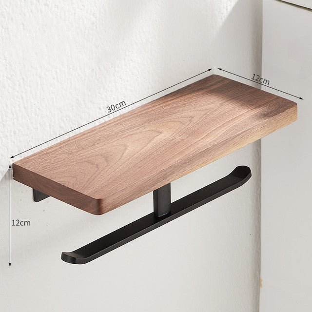 Metal & Wood Toilet Paper Holder | Wall-Mounted Toilet Paper Holder / Shelf - City2CityWorld