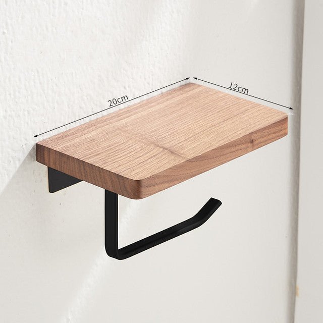 Metal & Wood Toilet Paper Holder | Wall-Mounted Toilet Paper Holder / Shelf - City2CityWorld