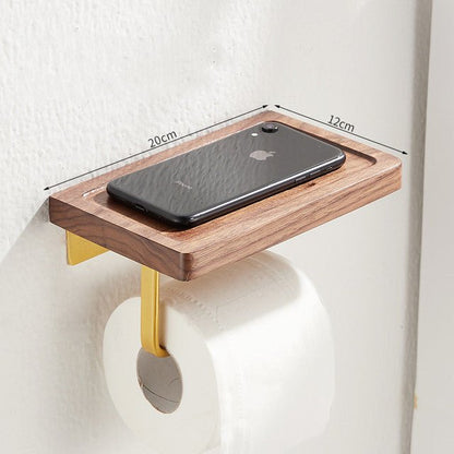 Metal & Wood Toilet Paper Holder | Wall-Mounted Toilet Paper Holder / Shelf - City2CityWorld