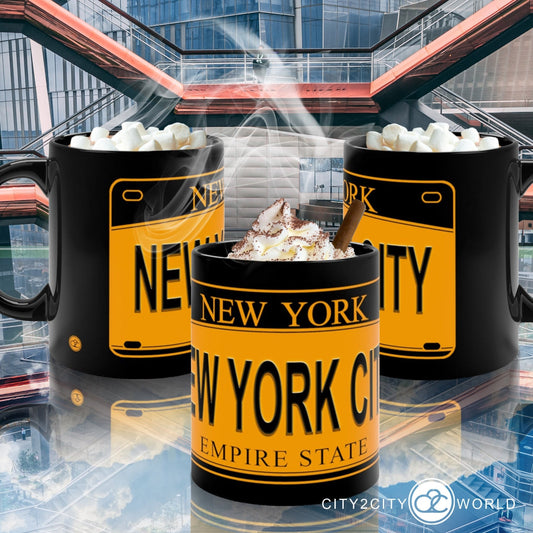 Nostalgic New York City Cup, NYC License Plate Coffee Cup, NYC Coffee Mug - City2CityWorld