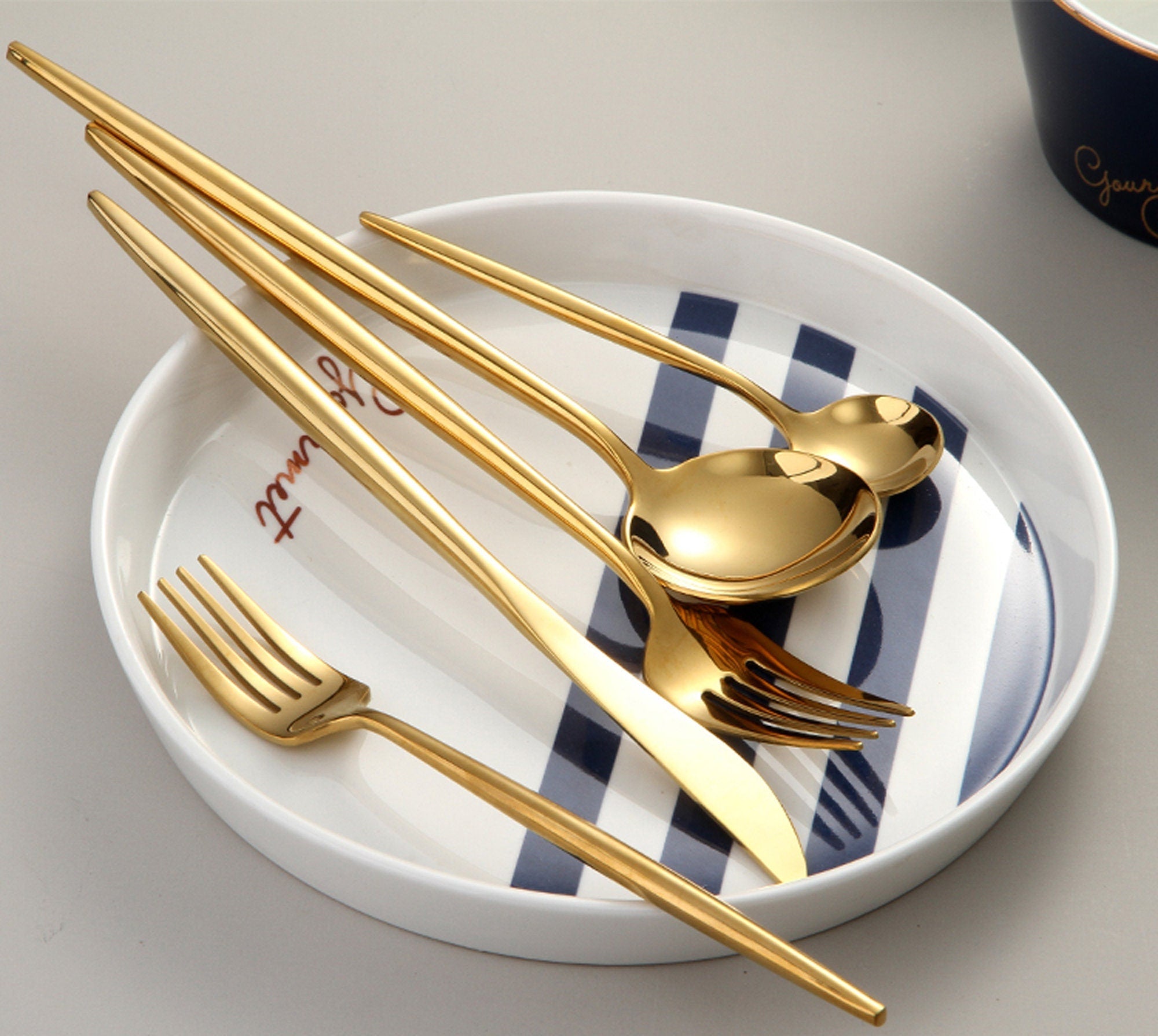 Rainbow Steel Dinnerware Set | Stainless Steel Cutlery Set With Gold Finish - City2CityWorld