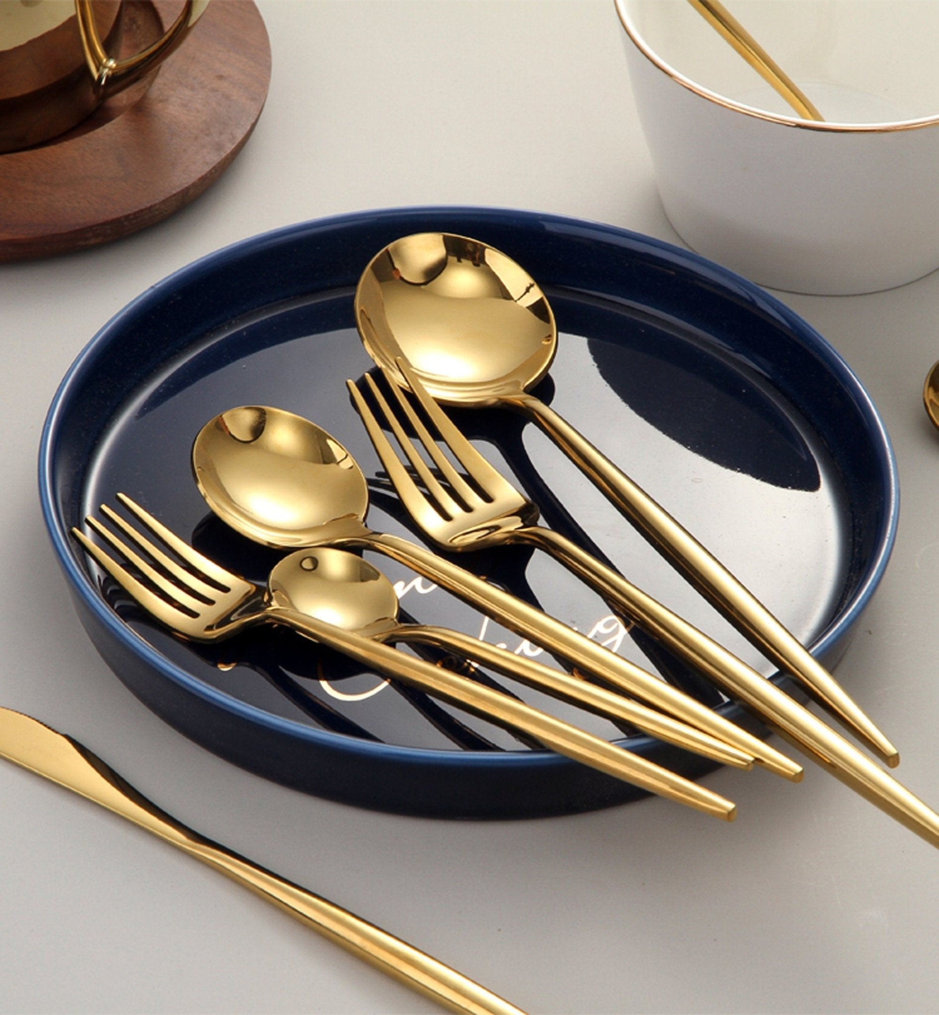 Rainbow Steel Dinnerware Set | Stainless Steel Cutlery Set With Gold Finish - City2CityWorld