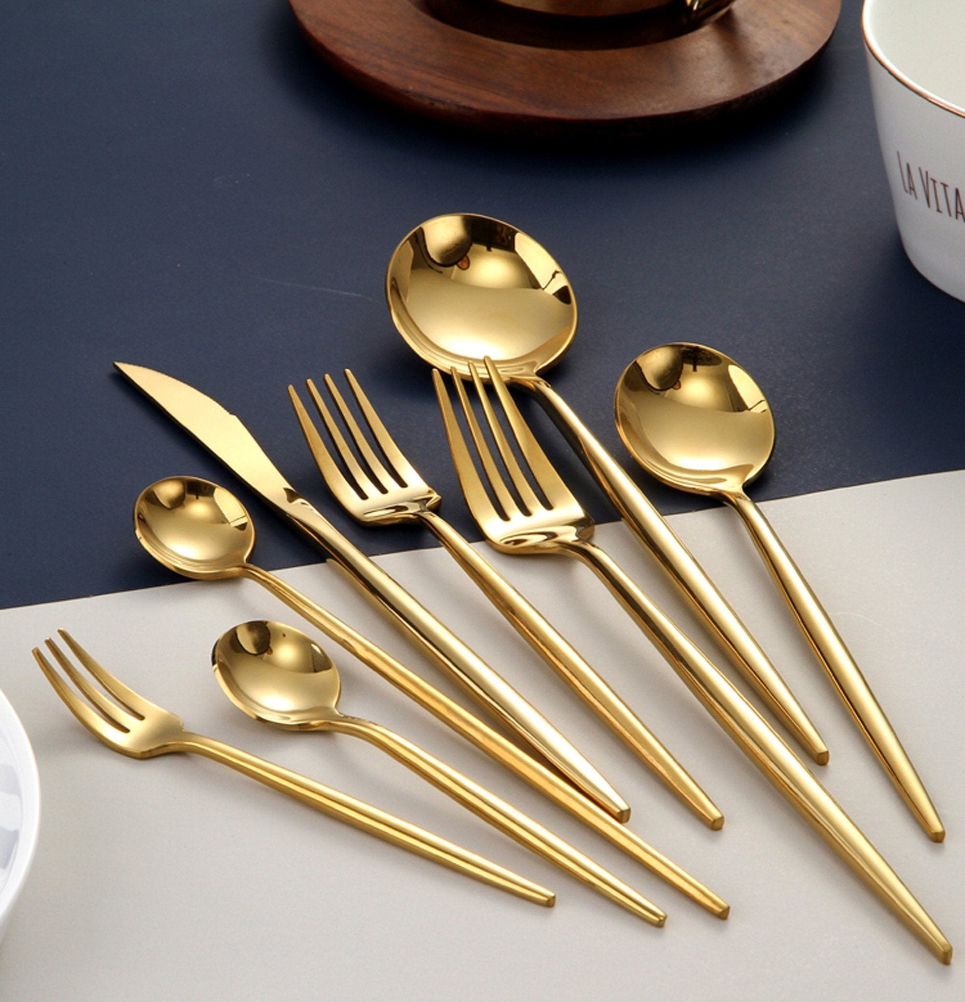 Rainbow Steel Dinnerware Set | Stainless Steel Cutlery Set With Gold Finish - City2CityWorld