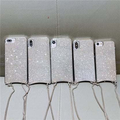 Stylish iPhone Crossbody Bling, Bling Case With Chain | Full Diamond Case | Soft Rhinestone Case - City2CityWorld